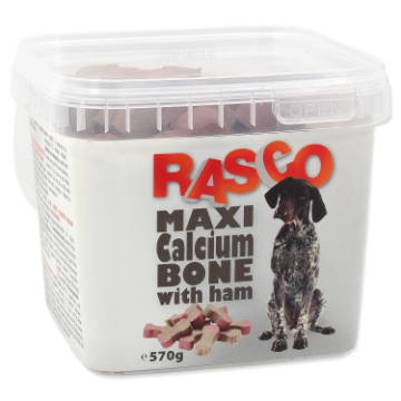 Zobrazit detail produktu - Pochoutka RASCO Dog kosti kalciové se šunkou 500g Pochoutka RASCO Dog kosti kalciové se šunkou 570g