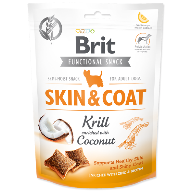BRIT Care Dog Functional Snack Skin and Coat Krill 150g