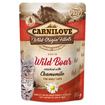 Zobrazit detail produktu - Kapsička CARNILOVE Cat Rich in Wild Boar enriched with Chamomile 85g Kapsicka CARNILOVE Cat Rich in Wild Boar enriched with Chamomile 85g
