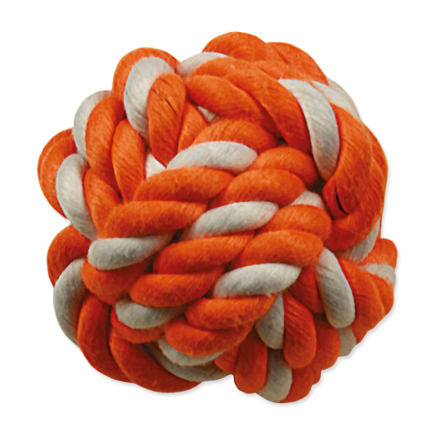 Hracka DOG FANTASY míc bavlnený oranžovo-bílý 12,5 cm 