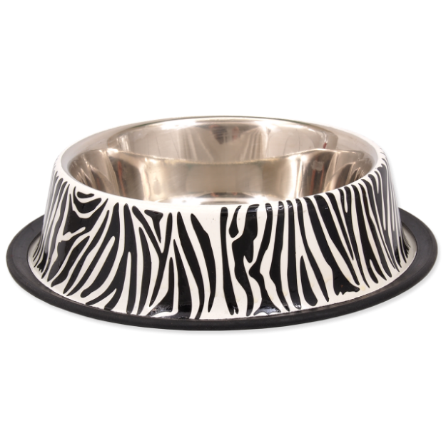 Miska DOG FANTASY nerezová s gumou zebra 29 cm 1800ml