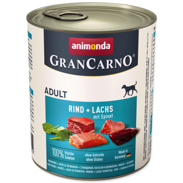 Konzerva ANIMONDA Gran Carno hovezí + losos + špenát 800g