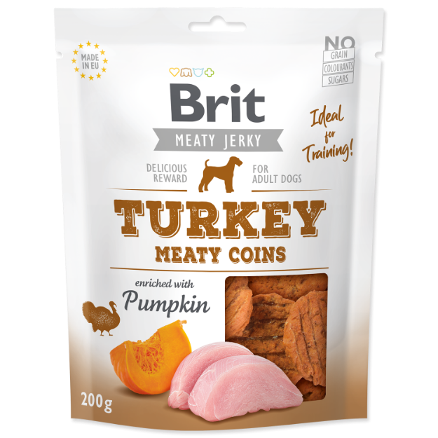 Obrázek Snack BRIT Jerky Turkey Meaty Coins 200g 