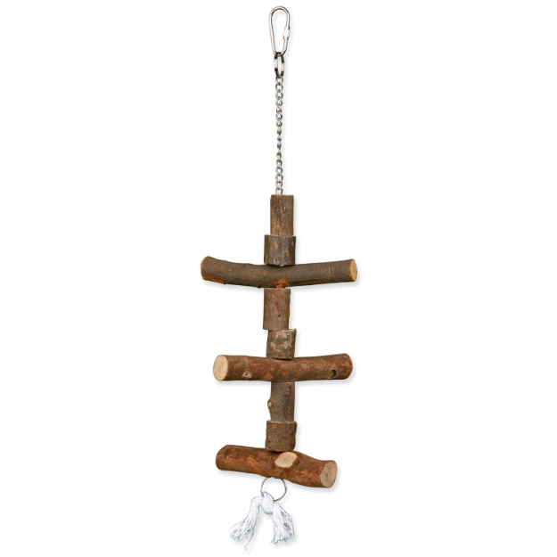 Obrázek Hračka TRIXIE šplhadlo dřevěné + řetízek + provaz 40 cm 