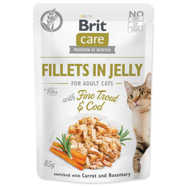 Obrázek Kapsička BRIT Care Cat Pouch Trout & Cod in Jelly 