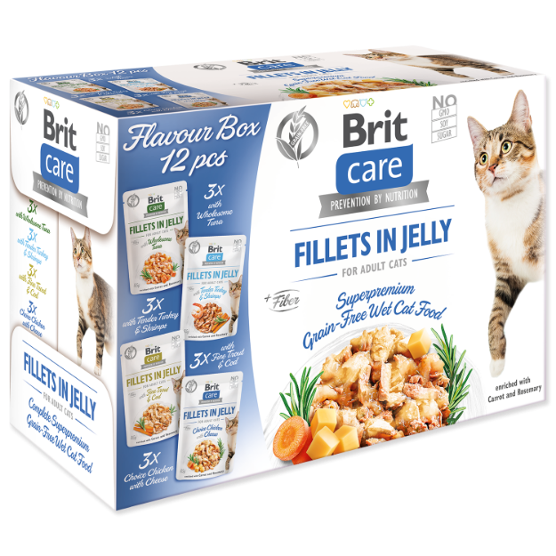 Obrázek Kapsičky BRIT Care Cat Multipack Fillets in Jelly Flavour Box 4 x 3 ks 