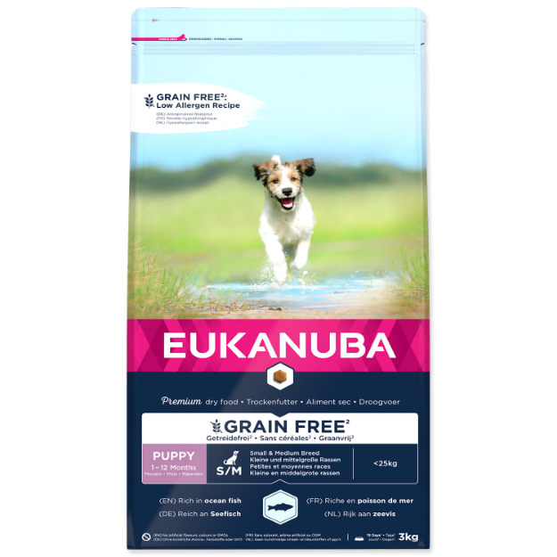 Obrázek EUKANUBA Puppy & Junior Small & Medium Grain Free Ocean Fish 3 kg