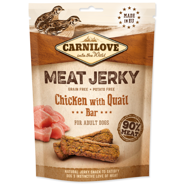 Obrázek CARNILOVE Jerky Snack Chicken with Quail Bar 100 g