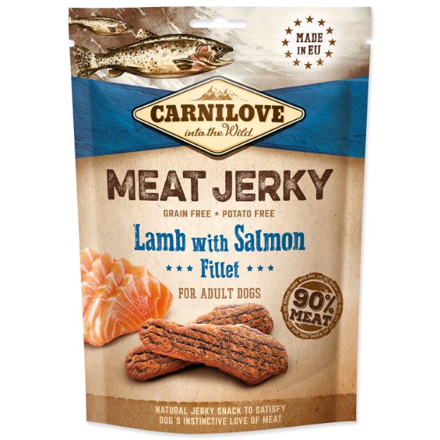 Obrázek CARNILOVE Jerky Snack Lamb with Salmon Fillet 100 g