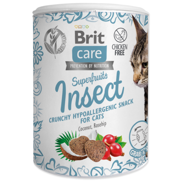 Obrázek BRIT Care Cat Snack Superfruits Insect with Coconut Oil and Rosehips  100 g