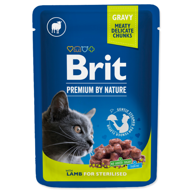 Obrázek BRIT Premium Chunks with Lamb in Gravy for Sterilised Cats  100 g