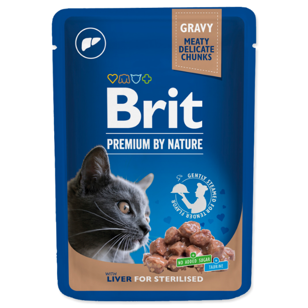 Obrázek BRIT Premium Chunks in Gravy with Liver for Sterilised Cats  100 g