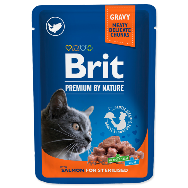 Obrázek BRIT Premium Chunks in Gravy with Salmon for Sterilised Cats  100 g