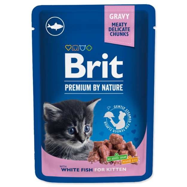 Obrázek BRIT Premium Chunks with White Fish in Gravy for Kittens  100 g