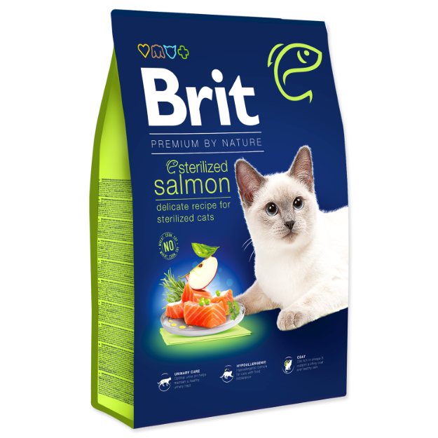 Obrázek BRIT Premium by Nature Cat Sterilized Salmon  8 kg