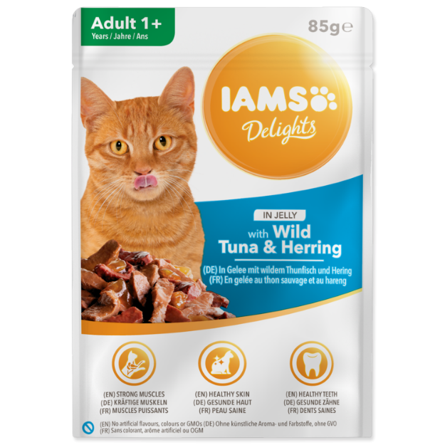 Obrázek Kapsička IAMS Cat Delights Tuna & Herring in Jelly 85g