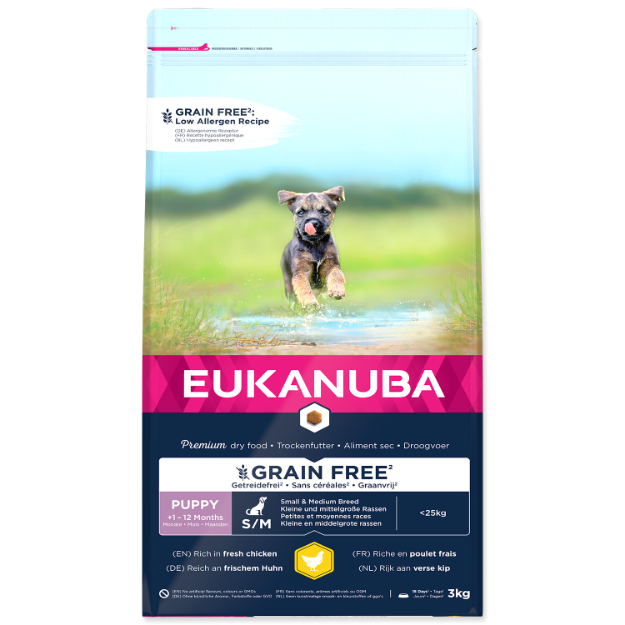 Obrázek EUKANUBA Puppy Small & Medium Grain Free Chicken  3 kg