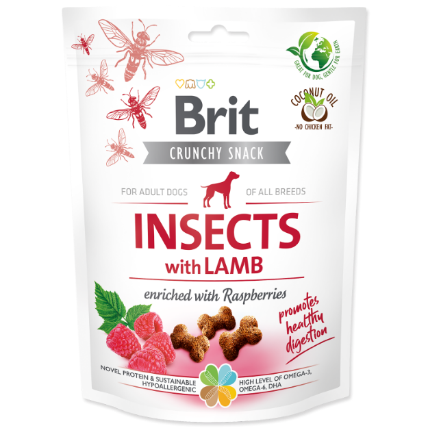 Obrázek Brit Care Dog Crunchy Cracker. Insects with Lamb enriched with Raspberries  200 g